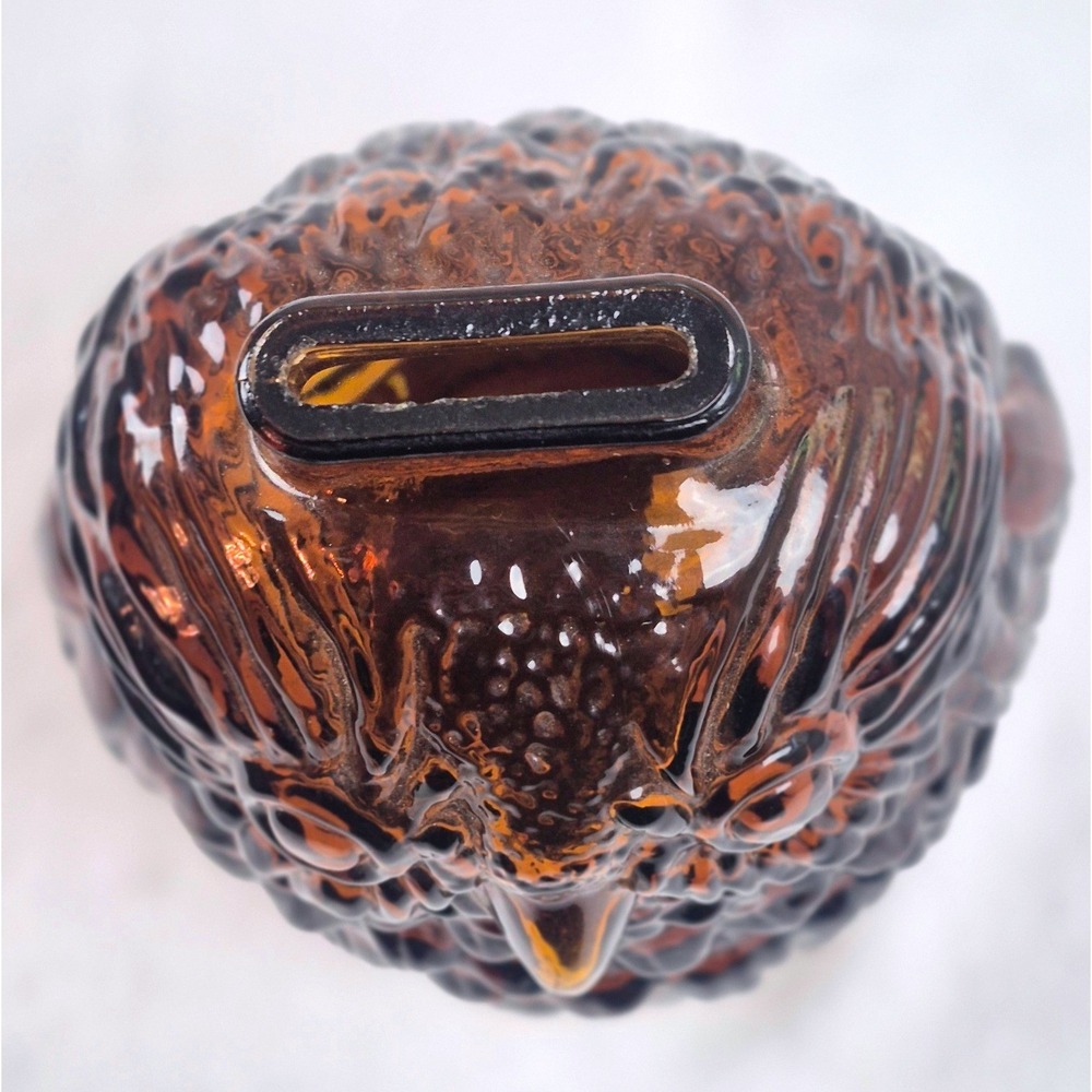 Vintage Wise Old Owl Amber Glass Bank Made in Canada Collectible Figurine - Picture 7 of 11
